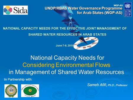 WGP-AS UNDP/RBAS Water Governance Programme for Arab States (WGP-AS) NATIONAL CAPACITY NEEDS FOR THE EFFECTIVE JOINT MANAGEMENT OF SHARED WATER RESOURCES.