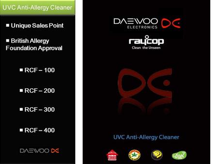 RCF – 100 RCF – 200 RCF – 300 RCF – 400 Unique Sales Point British Allergy Foundation Approval.