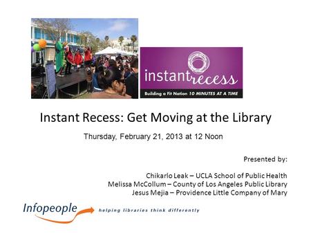 Instant Recess: Get Moving at the Library