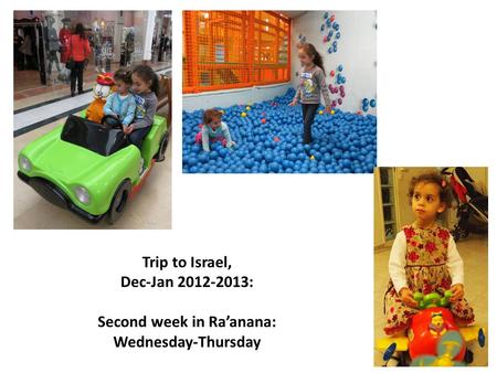 Trip to Israel, Dec-Jan 2012-2013: Second week in Raanana: Wednesday-Thursday.