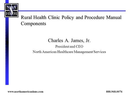 Rural Health Clinic Policy and Procedure Manual Components