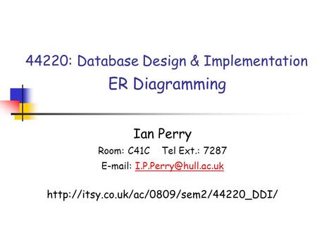 44220: Database Design & Implementation ER Diagramming