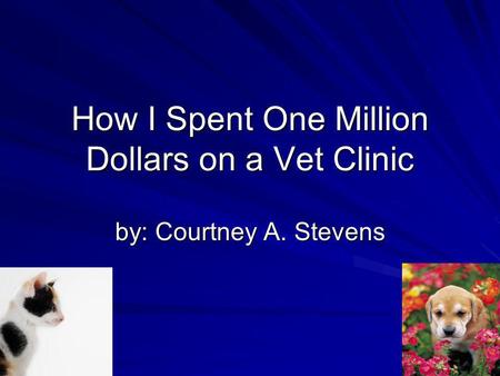 How I Spent One Million Dollars on a Vet Clinic by: Courtney A. Stevens.