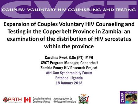 1 Expansion of Couples Voluntary HIV Counseling and Testing in the Copperbelt Province in Zambia: an examination of the distribution of HIV serostatus.