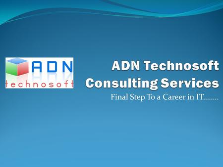 Final Step To a Career in IT……... Contents Introduction to ADN Technosoft Key Values Our Aims & Objectives Our Activities Job market requirement (IT skill)