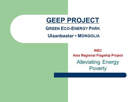 WEC Asia Regional Flagship Project Alleviating Energy Poverty.