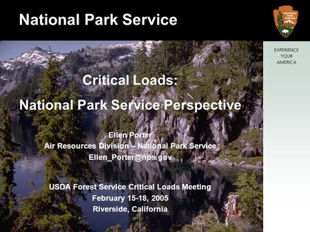 National Park Service Critical Loads: