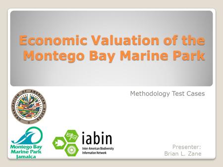 Economic Valuation of the Montego Bay Marine Park Methodology Test Cases Presenter: Brian L. Zane.