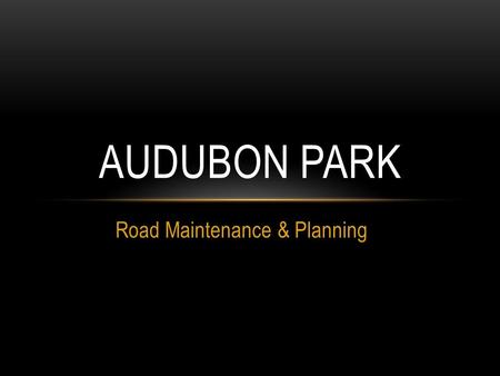 Road Maintenance & Planning AUDUBON PARK. ASPHALT FAILURE TYPES ALLIGATOR CRACKING – AS SEEN ON CARDINAL.