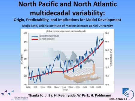 North Pacific and North Atlantic multidecadal variability: Origin, Predictability, and Implications for Model Development Thanks to: J. Ba, N. Keenlyside,