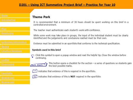 D201 – Using ICT Summative Project Brief – Practice for Year 10
