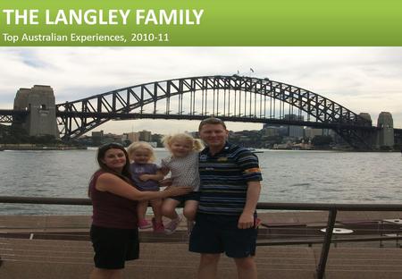 THE LANGLEY FAMILY Top Australian Experiences, 2010-11.