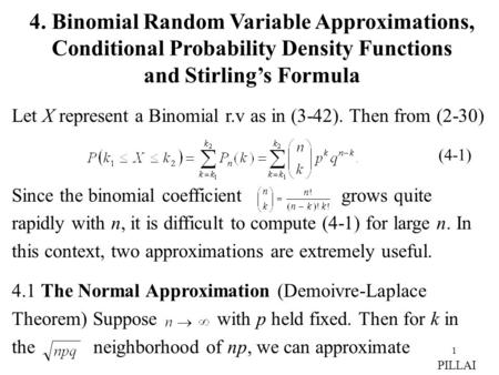 4. Binomial Random Variable Approximations,