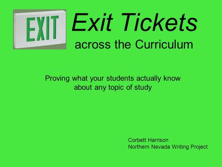 Exit Tickets across the Curriculum