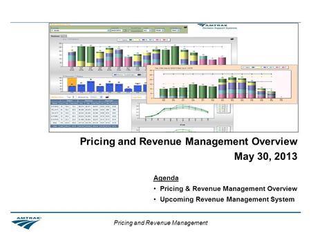 Pricing and Revenue Management Pricing and Revenue Management Overview May 30, 2013 Agenda Pricing & Revenue Management Overview Upcoming Revenue Management.