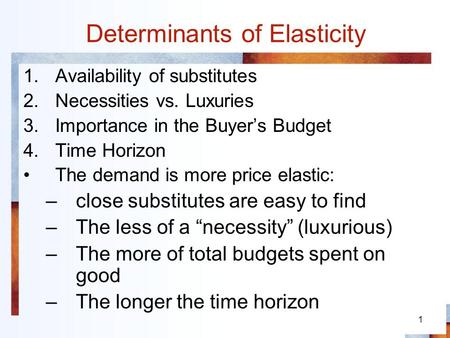 Determinants of Elasticity