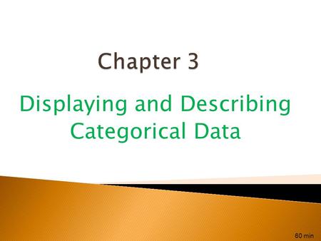 Displaying and Describing Categorical Data 60 min.