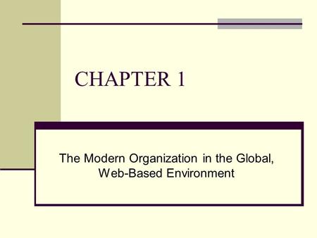 The Modern Organization in the Global, Web-Based Environment