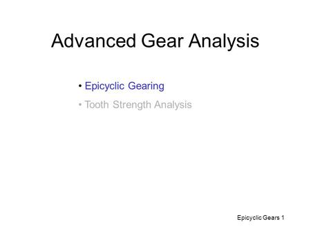 Advanced Gear Analysis