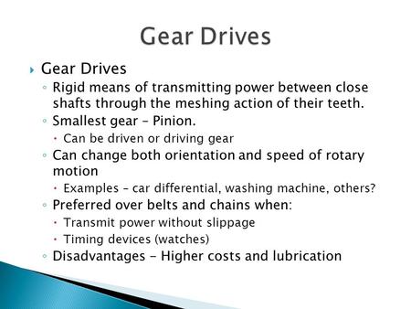 TYPES AND APPLICATION OF GEARS. - ppt download
