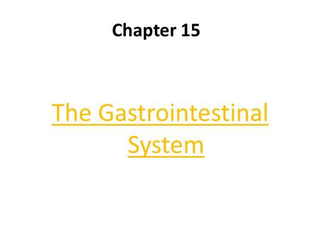 The Gastrointestinal System