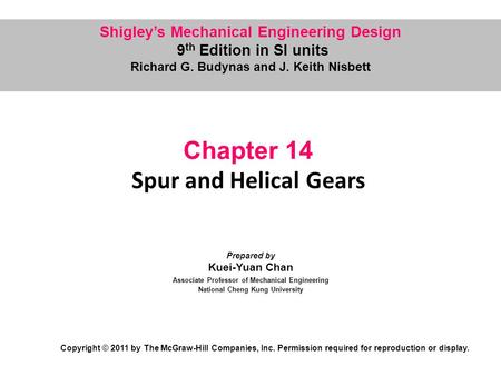 Chapter 14 Spur and Helical Gears