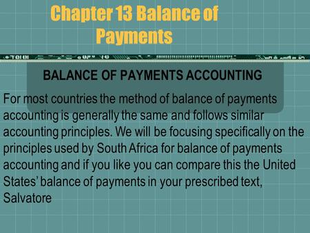 Chapter 13 Balance of Payments