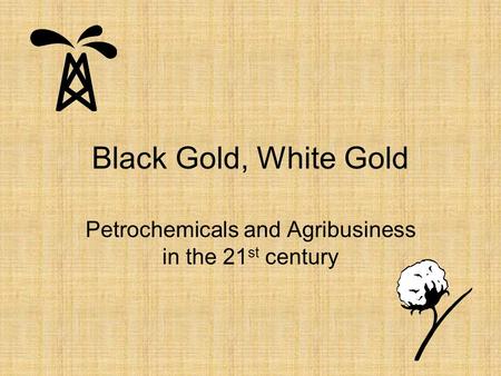 Black Gold, White Gold Petrochemicals and Agribusiness in the 21 st century.