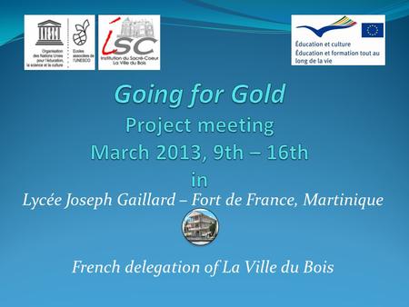Going for Gold Project meeting March 2013, 9th – 16th in