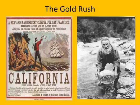 The Gold Rush. 49ers Sutters Mill, CA in 1848 Surface mining Pre-1848 = 5,000 migrants 1849 = 30,000 migrants 1850 = 55,000 migrants Global community.