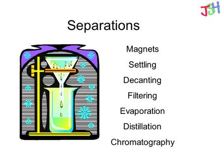 Separations Magnets Settling Decanting Filtering Evaporation