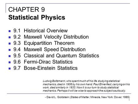 CHAPTER 9 Statistical Physics