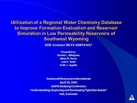 Utilization of a Regional Water Chemistry Database to Improve Formation Evaluation and Reservoir Simulation in Low Permeability Reservoirs of Southwest.