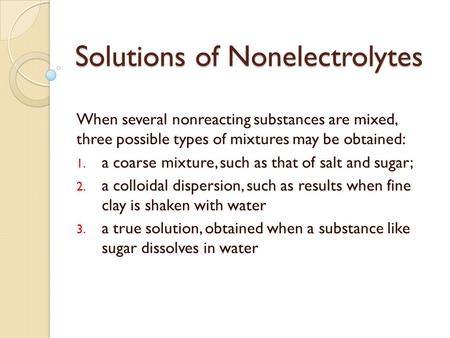 Solutions of Nonelectrolytes