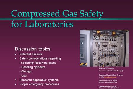 Compressed Gas Safety for Laboratories