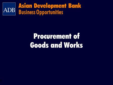 Asian Development Bank Business Opportunities