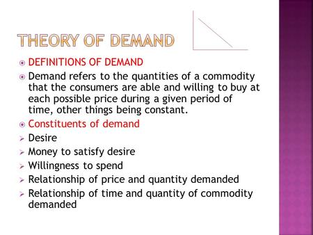 THEORY OF DEMAND DEFINITIONS OF DEMAND