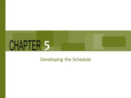 Developing the Schedule