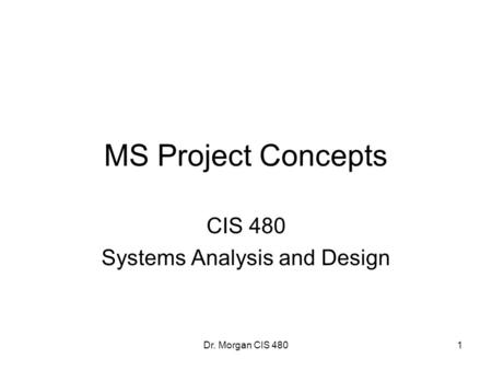 CIS 480 Systems Analysis and Design