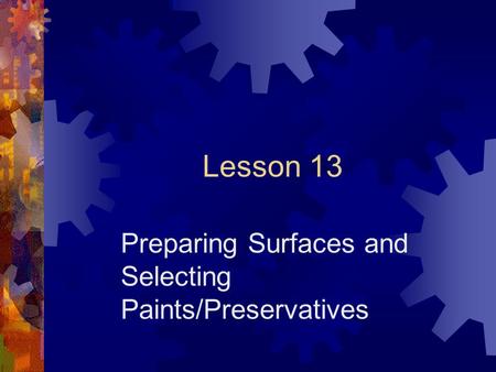 Preparing Surfaces and Selecting Paints/Preservatives
