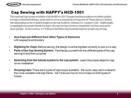 Cap Sewing with HAPPY’s HCD-1501
