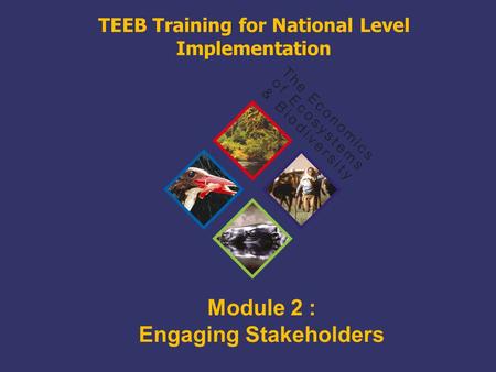 TEEB Training Module 2 : Engaging Stakeholders TEEB Training for National Level Implementation.