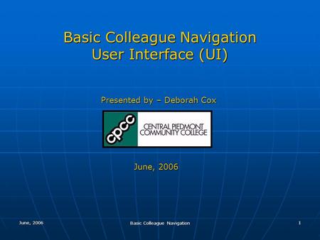 Basic Colleague Navigation User Interface (UI)
