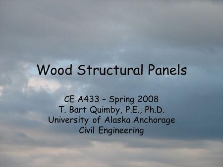 Wood Structural Panels