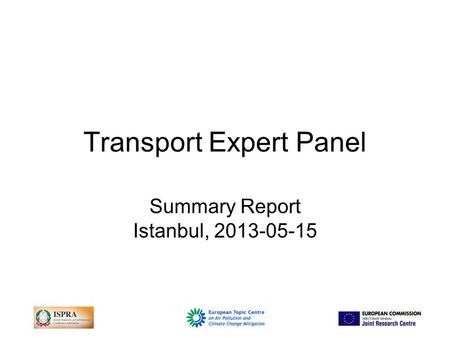 Transport Expert Panel Summary Report Istanbul, 2013-05-15.