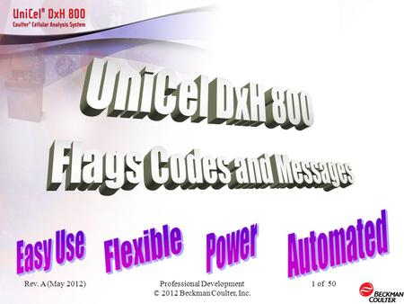 Unicel DxH 800 Flags, Codes, & Messages