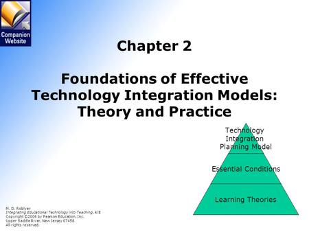 Chapter 2 Foundations of Effective Technology Integration Models: Theory and Practice M. D. Roblyer Integrating Educational Technology into Teaching,