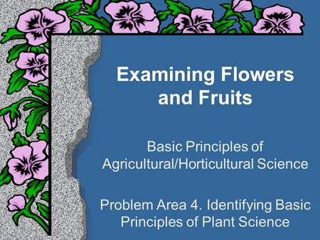 Examining Flowers and Fruits