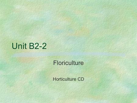 Floriculture Horticulture CD