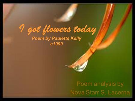 Poem analysis by Nova Starr S. Lacerna